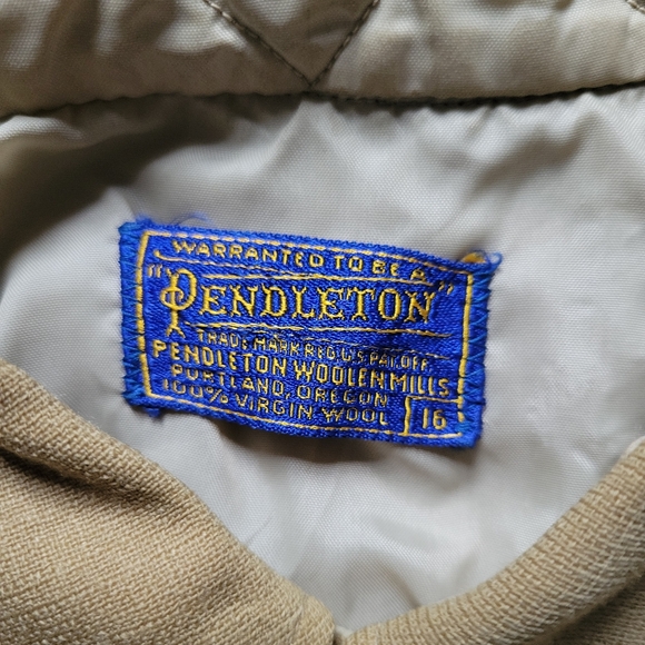 Vintage Vintage Pendleton 100% Virgin Wool Tan Shirt Single Pocket Mens Size 16 - Picture 10 of 11